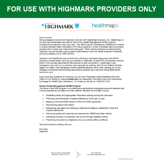 Picture of Highmark Introduction HIPAA Consent Letter