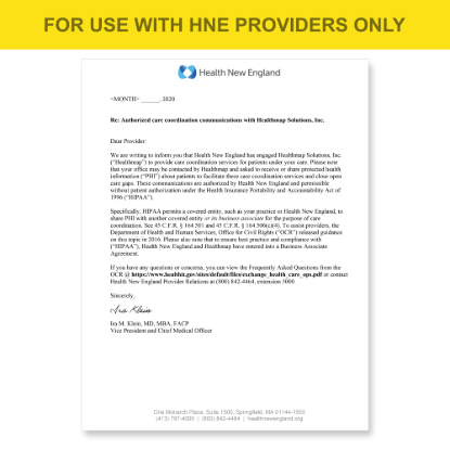 Picture of HNE Introduction HIPAA Consent Letter