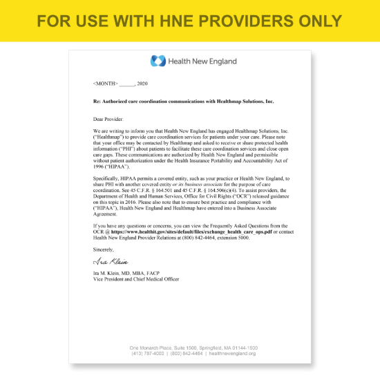 Picture of HNE Introduction HIPAA Consent Letter