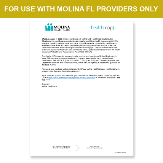 Picture of Molina FL Introduction HIPAA Consent Letter