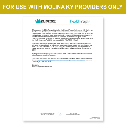 Picture of Molina KY Introduction HIPAA Consent Letter