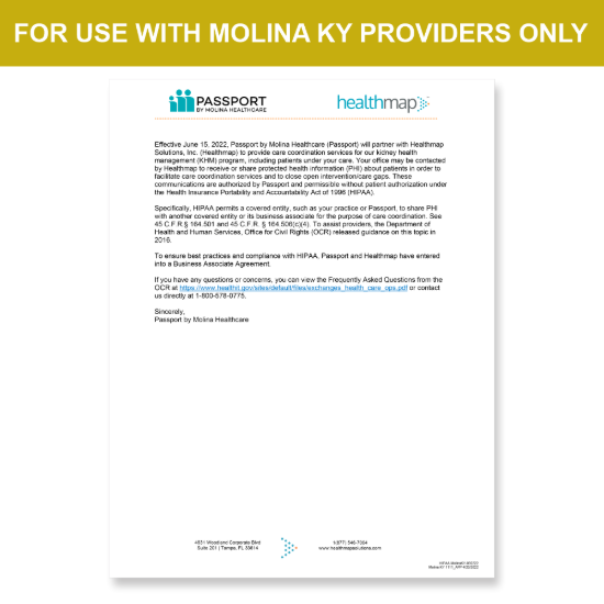 Picture of Molina KY Introduction HIPAA Consent Letter