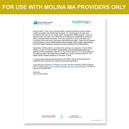 Picture of Molina MA Introduction HIPAA Consent Letter