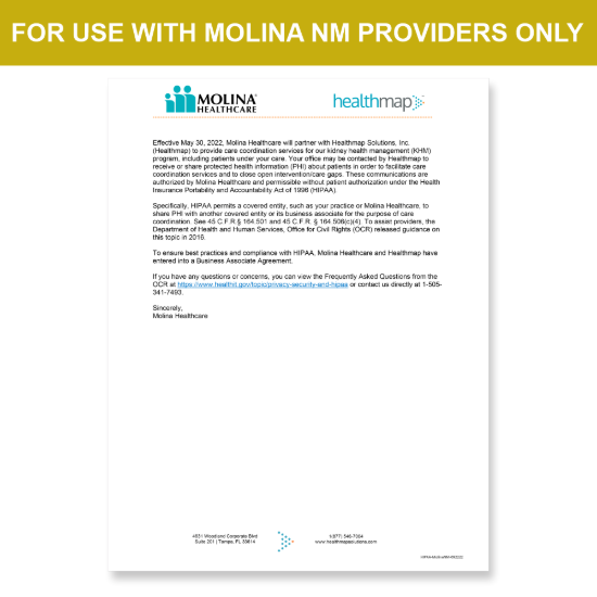 Picture of Molina NM Introduction HIPAA Consent Letter