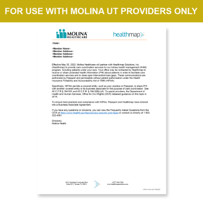 Picture of Molina UT Introduction HIPAA Consent Letter