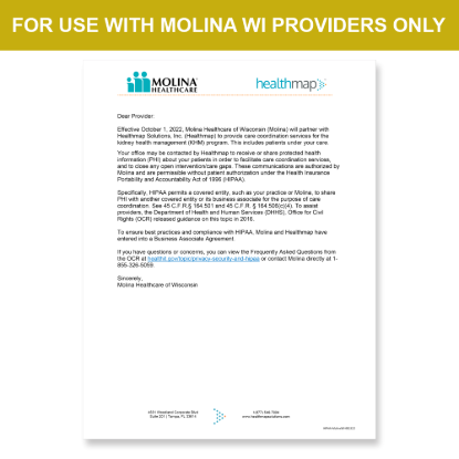 Picture of Molina WI Introduction HIPAA Consent Letter