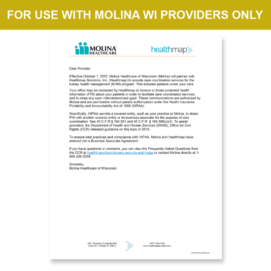 Picture of Molina WI Introduction HIPAA Consent Letter