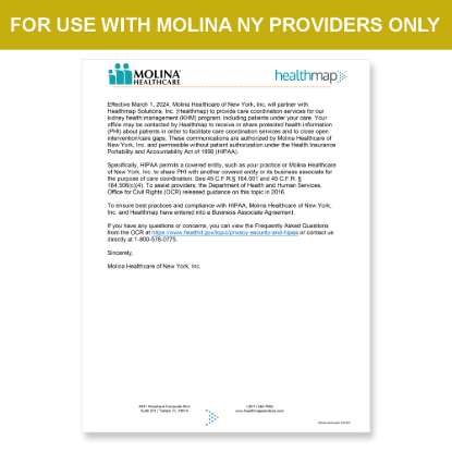 Picture of Molina NY Introduction HIPAA Consent Letter