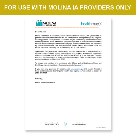 Picture of Molina IA Introduction HIPAA Consent Letter