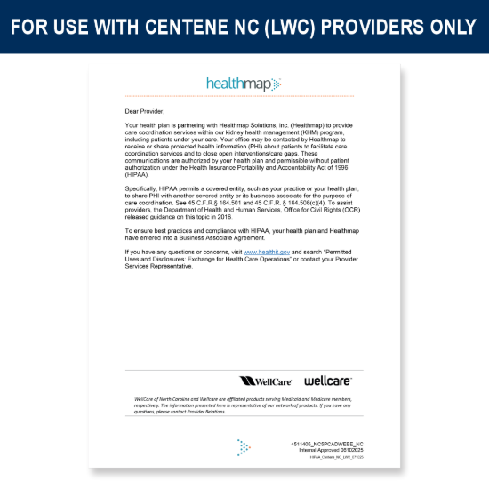 Picture of Centene NC (LWC) HIPAA Letter