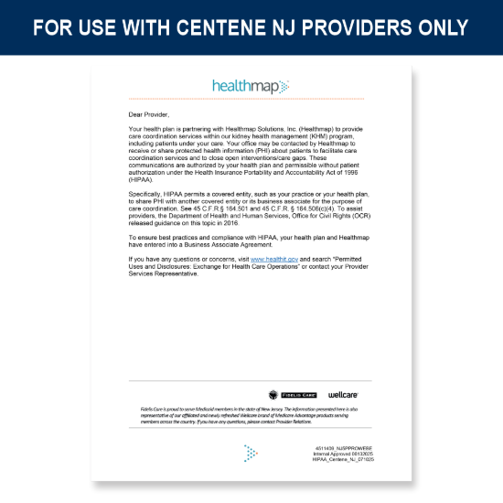 Picture of Centene NJ HIPAA Letter